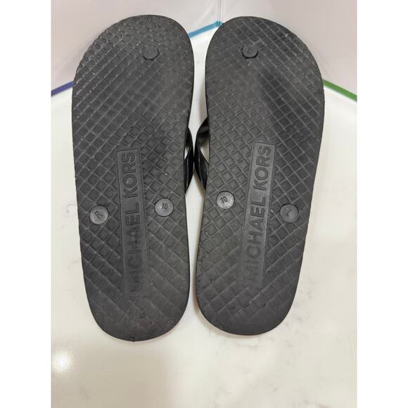MK Michael Kors Flip Flops Black Classic Size 10 - Picture 7 of 8